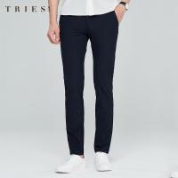 才子男装tries四面弹休闲裤男士夏季新款青年修身直筒裤子弹力商务长裤_1
