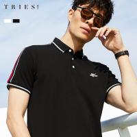 才子男装tries短袖polo衫男士2020夏季新款青年修身简约翻领弹力T恤潮