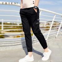 才子男装TRIES工装休闲裤男士夏季新款多口袋松紧腰裤子束脚收口长裤潮