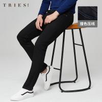才子男装品牌黑色牛仔裤男2020秋季新款修身水洗裤子韩版潮流长裤_1