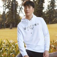 才子男装连帽纯棉卫衣男士2020秋季新款青年修身刺绣黑色带帽上衣_1