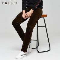 才子男装复古灯芯绒休闲裤男士2020秋季新款修身直筒加厚保暖裤子