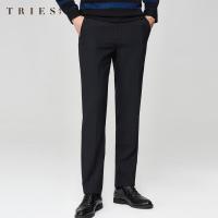 才子男装简约暗条纹商务西裤秋季新款男士直筒休闲裤子_1