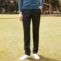 才子男装休闲裤男2020冬季新款修身加绒加厚商务正装黑色裤子