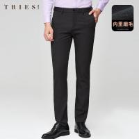 才子男装休闲裤男士2020秋季新款磨毛加厚保暖裤力商务长裤