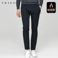 才子男装休闲裤男士2020冬季加绒加厚保暖裤力直筒商务长裤