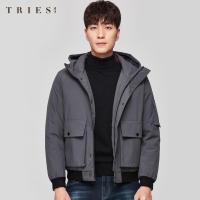 才子男装2020冬季羽绒服休闲风大贴袋连帽保暖轻盈男士羽绒外套