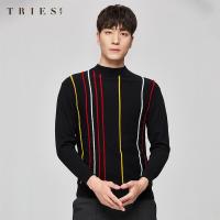 才子男装羊毛衫2020秋冬新款针织衫时尚修身男士半高领上衣_1