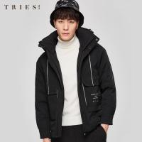 才子男装短款羽绒服时尚可拆卸连帽2020冬季新款保暖外套男上衣潮_1