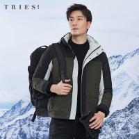 才子男装羽绒服男短款工装新款连帽潮流拼接冬季防寒白鸭绒外套_1