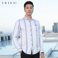 才子男装衬衫冬季新款时尚条纹男士职业长袖衬衣商务休闲正装打底_1