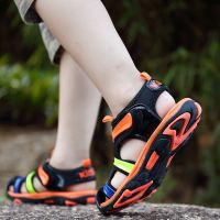 Mr.zuo儿童凉鞋4岁男孩凉鞋子6皮面8中童7小童5小学生10男孩子9露趾12包头13大童沙滩鞋