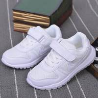 Mr.zuo女跑步鞋春款男女魔术贴鞋白色减震中性中大儿童网面革面运动户外休闲旅游慢跑鞋