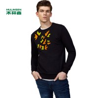 木林森户外休闲男装秋冬时尚新潮男士圆领薄款跑步运动衫卫衣