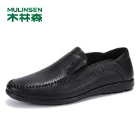 木林森男鞋2019春季新款一脚蹬懒人鞋软底轻便真皮商务休闲皮鞋男