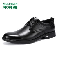 木林森男鞋2019春季新款商务正装真皮鞋子系带结婚头层皮青年皮鞋_1