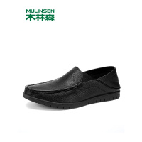 木林森男鞋2019春季新款商务一脚蹬懒人软面皮轻便休闲皮鞋男真皮