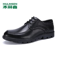 木林森男鞋2019春秋新款系带鞋子男士防滑真皮商务休闲皮鞋男透气