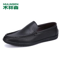 木林森男鞋2019新款豆豆鞋男真皮软底一脚蹬懒人鞋休闲皮鞋驾车鞋