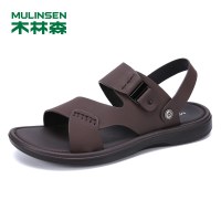 木林森真皮凉鞋男潮新款夏季沙滩软底休闲室外穿防滑皮凉拖夏天男士拖鞋