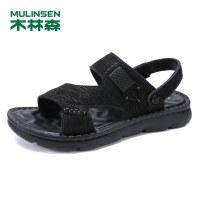 2019年夏季透气凉拖鞋露趾日常牛皮沙滩鞋休闲鞋 男舒适厚底凉鞋男SM97706