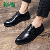 木林森男鞋秋季透气皮鞋男韩版休闲布洛克雕花男英伦商务正装皮鞋