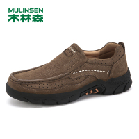木林森男鞋2020秋冬新款男士真皮透气耐磨套脚皮鞋男户外休闲鞋子