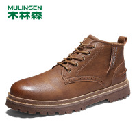 木林森男鞋高帮鞋子男冬季保暖韩版潮流马丁靴黑色休闲新款运动鞋