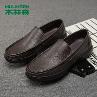 木林森男鞋皮鞋男商务2021新款一脚蹬休闲鞋耐磨套脚懒人豆豆鞋男