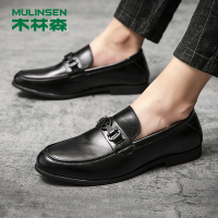 木林森男鞋2021年秋季新款商务皮鞋男透气乐福鞋英伦休闲一脚蹬豆豆鞋男