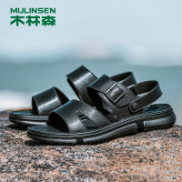 木林森品牌男士真皮凉鞋2022夏季新款两用透气沙滩鞋男户外休闲露趾牛皮凉拖鞋