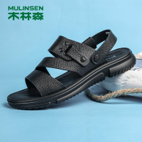木林森凉鞋男夏季2022新款男士皮凉鞋男款拖鞋软底防滑休闲沙滩鞋