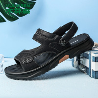 木林森凉鞋2022夏季新款真皮沙滩鞋男士软底凉拖耐磨防滑两用拖鞋