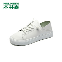 木林森女鞋夏季薄款舒适软底潮流韩版两穿方头平底休闲懒人小白鞋