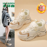 木林森女鞋冬季加绒保暖棉鞋厚底增高老爹鞋子潮流韩版百搭运动鞋