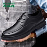 木林森官方男鞋2022秋季新款商务休闲鞋男时尚系带头层牛皮鞋男正装英伦风男士鞋子