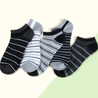 猫人(MiiOW)袜子男士休闲棉袜春夏季时尚简约条纹运动船袜 5双礼盒装 均码