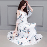 丝柏舍2018夏装新款女圆领五分袖宽松中长款连衣裙S72R0431