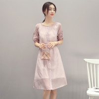 丝柏舍2019春装女纯色宽松连衣裙