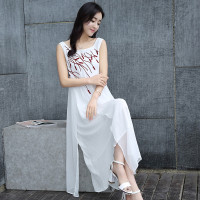 丝柏舍2019夏季女装圆领印花无袖连衣裙S72R0165