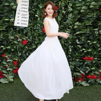 丝柏舍2019夏季女纯色无袖长款连衣裙S72R0020