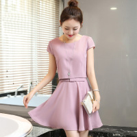 丝柏舍2019夏装纯色短袖修身中长款时尚套装S72R0138
