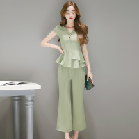 丝柏舍2018年夏装新款时尚套装潮流纯色微喇叭九分裤S72R0874N