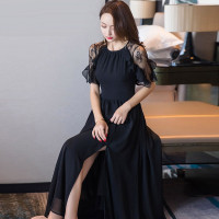 丝柏舍2019夏装女装纯色圆领修身连衣裙S72R1275L