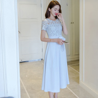 丝柏舍2018年夏装新款收腰显瘦拼接大裙摆连衣裙S72R0919L