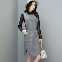 丝柏舍2017秋装新款女装性感简约大气蕾丝衫搭背心裙套装S73R0166N