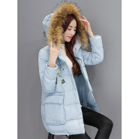 丝柏舍毛领羽绒服女中长款宽松卡通学生冬新款2018外套潮S64R0356