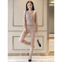 丝柏舍2018秋季新款修身短款上衣搭小脚长裤气质女套装S83B0915N
