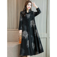 丝柏舍秋装2018新款女港味印花大摆长袖中长款连衣裙S83R0791L