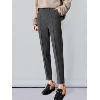 丝柏舍2018时尚简约韩版纯色收腰修身口袋显瘦秋冬气质长款休闲裤S83S0050K